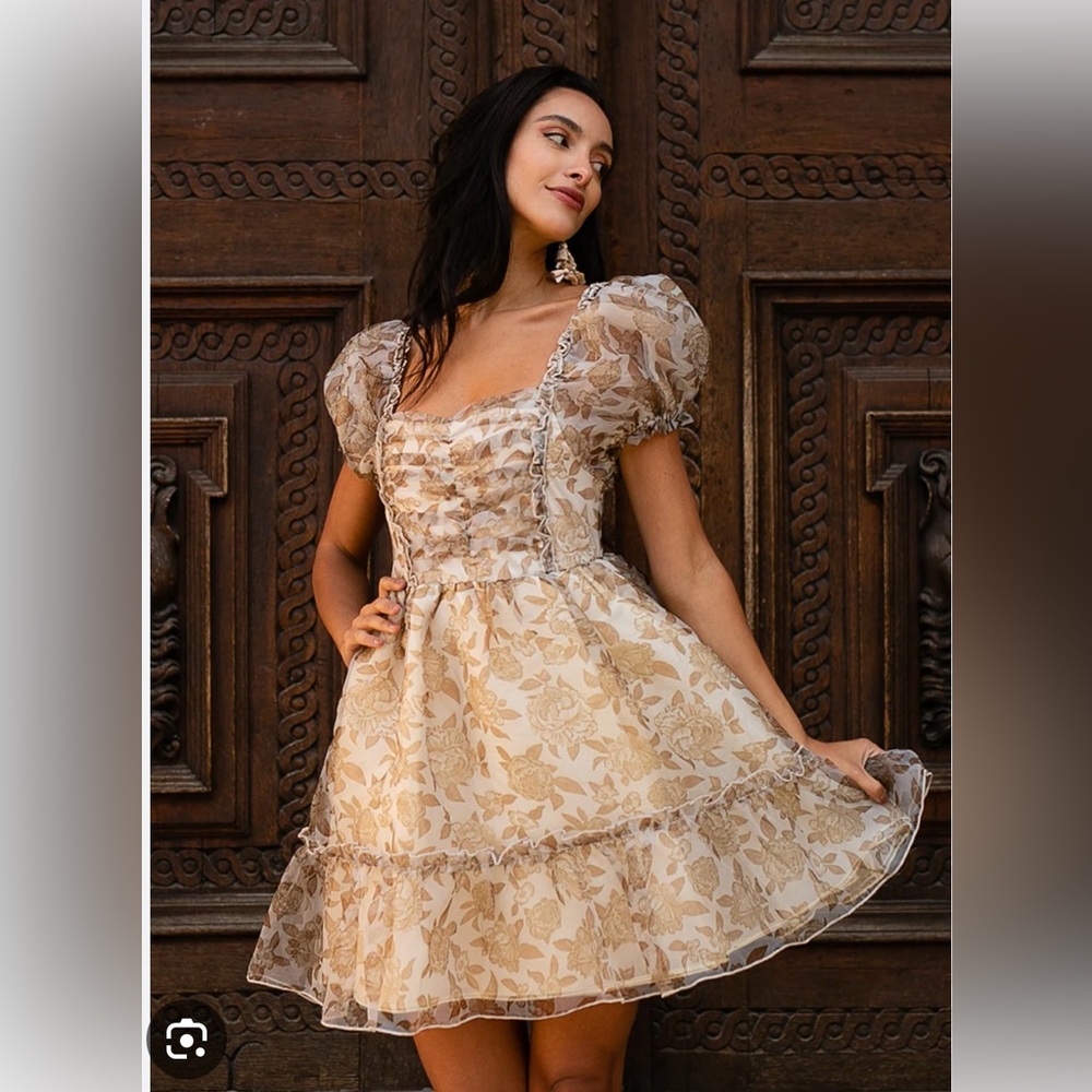 Joyfolie Perla Dress in Neutral Floral.